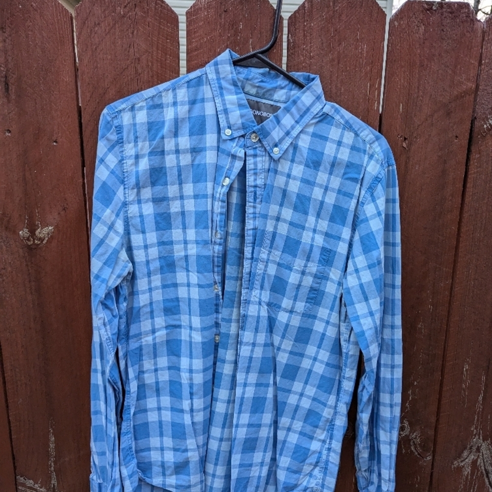 Bonobos Blue Casual Button Down Shirt - Medium - Slim Fit